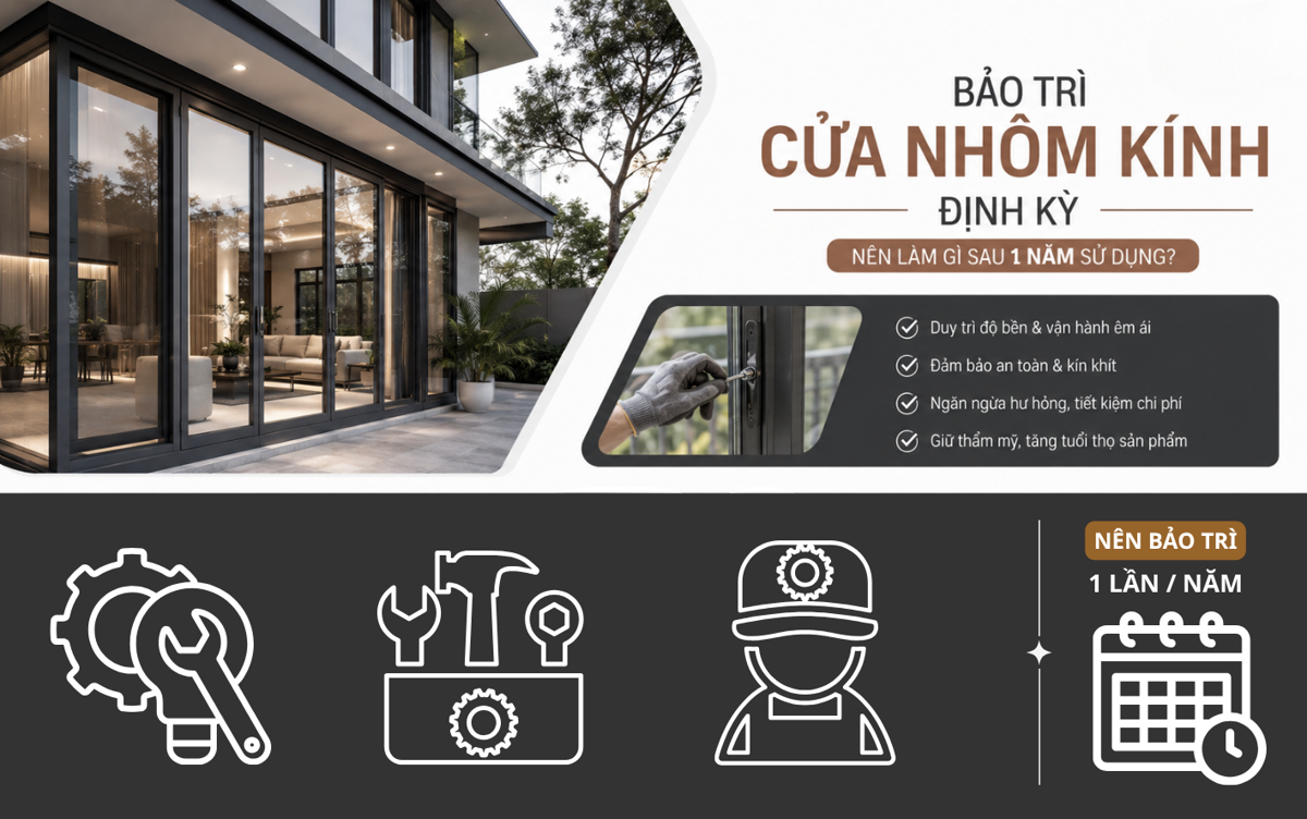 Những hạn mục cần bảo trì cửa nhôm kính sau 1 năm sử dụng
