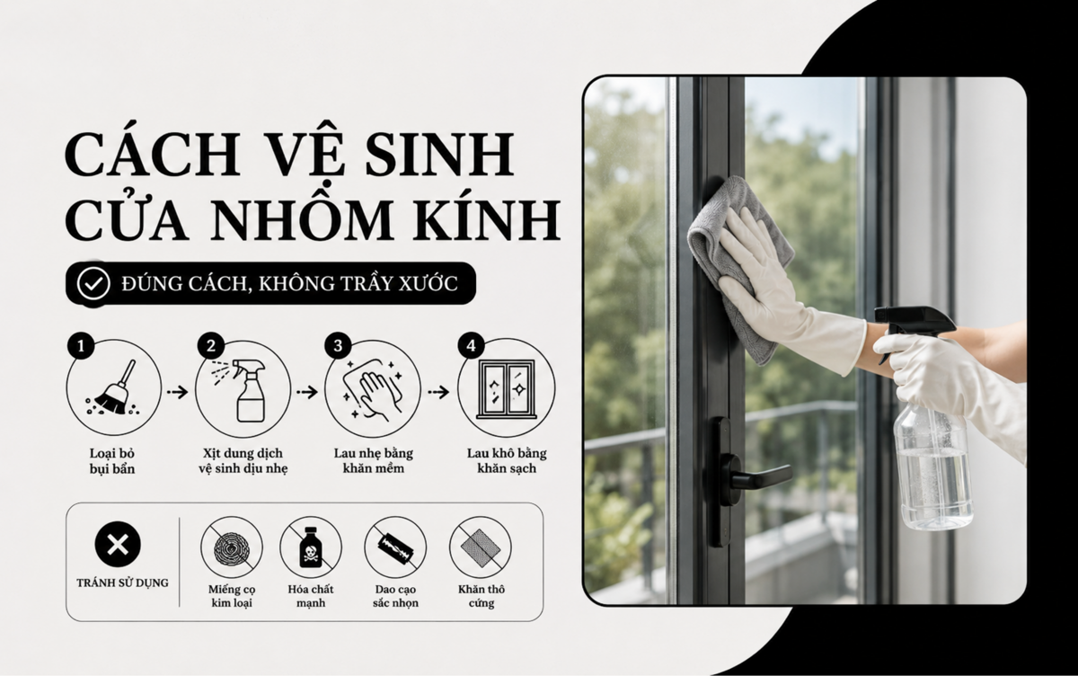 Cách vệ sinh cửa nhôm kính đúng cách không bị trầy xước
