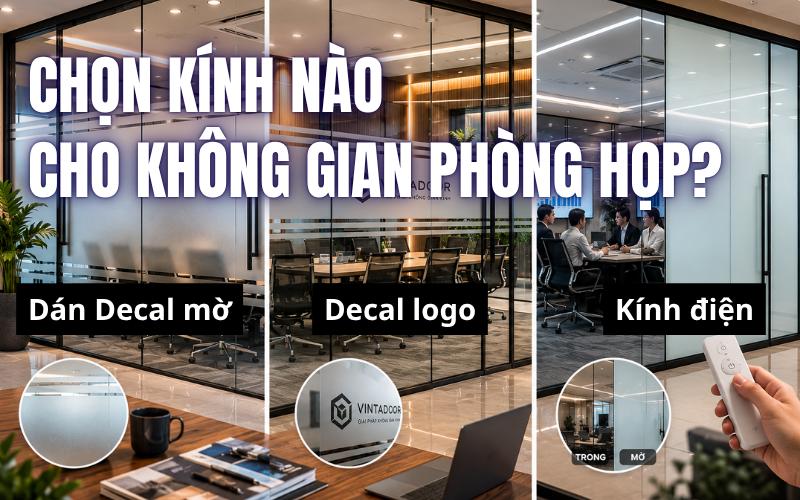 Giải pháp bảo mật riêng tư cho vách kính phòng họp: Nên chọn Decal mờ, Decal Logo hay Kính điện thông minh?