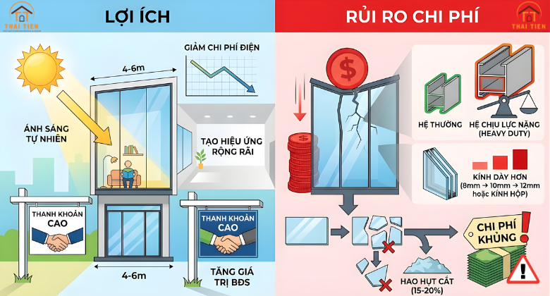 Lợi ích và rủi ro khi sử dụng nhiều kính trong nhà