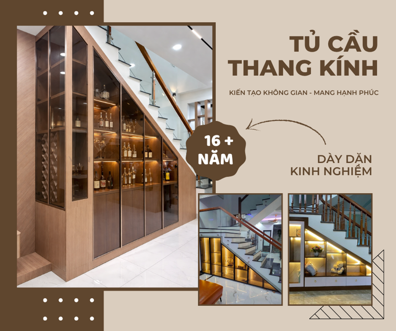 Cánh kính tủ cầu thang