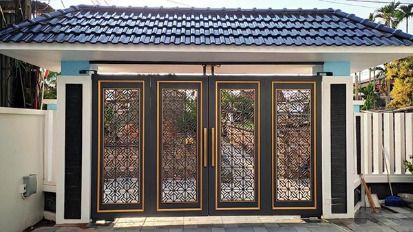 Cổng nhôm kính hoa văn CNC