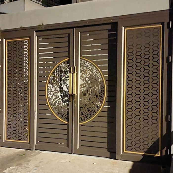 Cổng nhôm kính hoa văn CNC