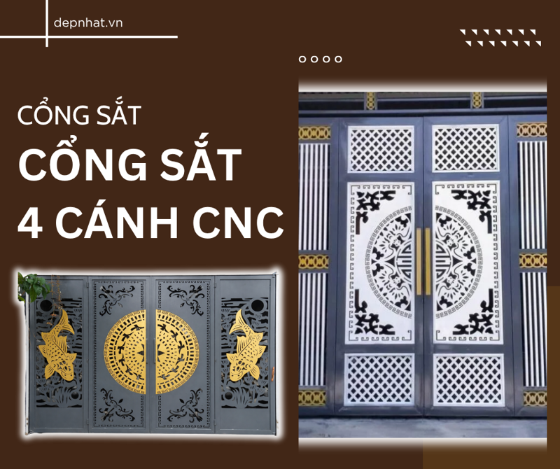 Cổng sắt 4 cánh CNC 