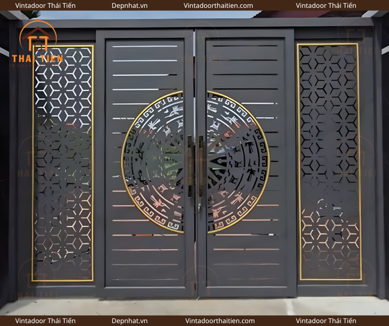 Cổng sắt 4 cánh CNC 