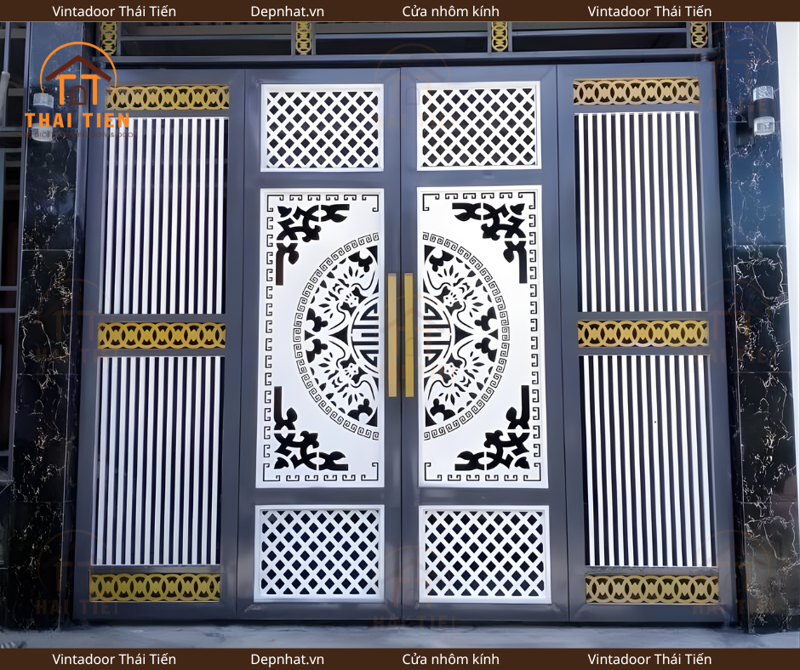 Cổng sắt 4 cánh CNC 