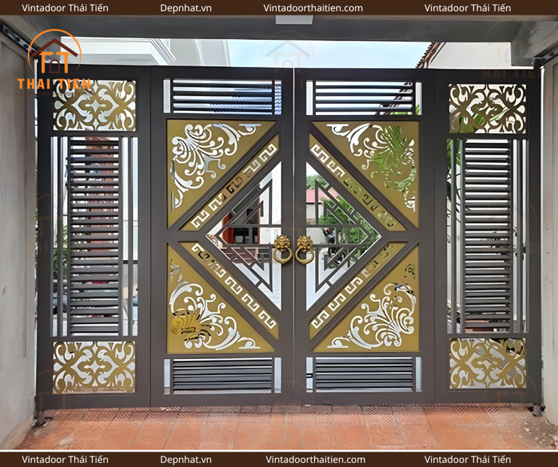 Cổng sắt 4 cánh CNC 