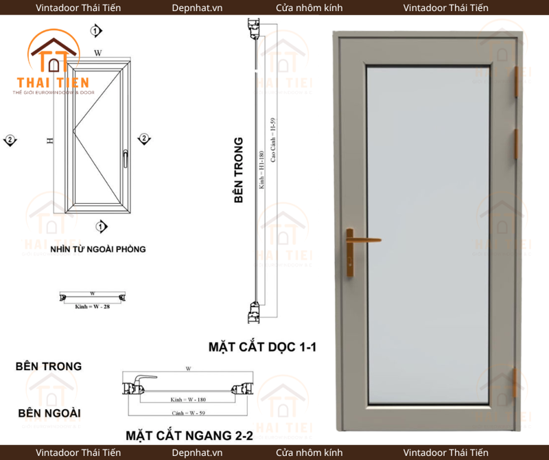 Cửa đi 1 cánh mở quay