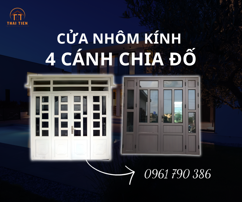 Cửa đi 4 cánh chia đố