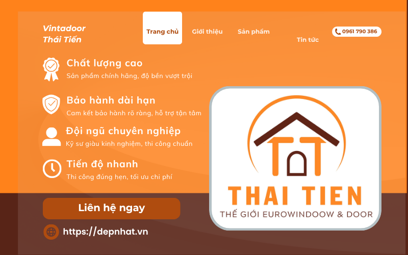 Đơn vị thi công nhôm kính uy tín Vintadoor Thái Tiến