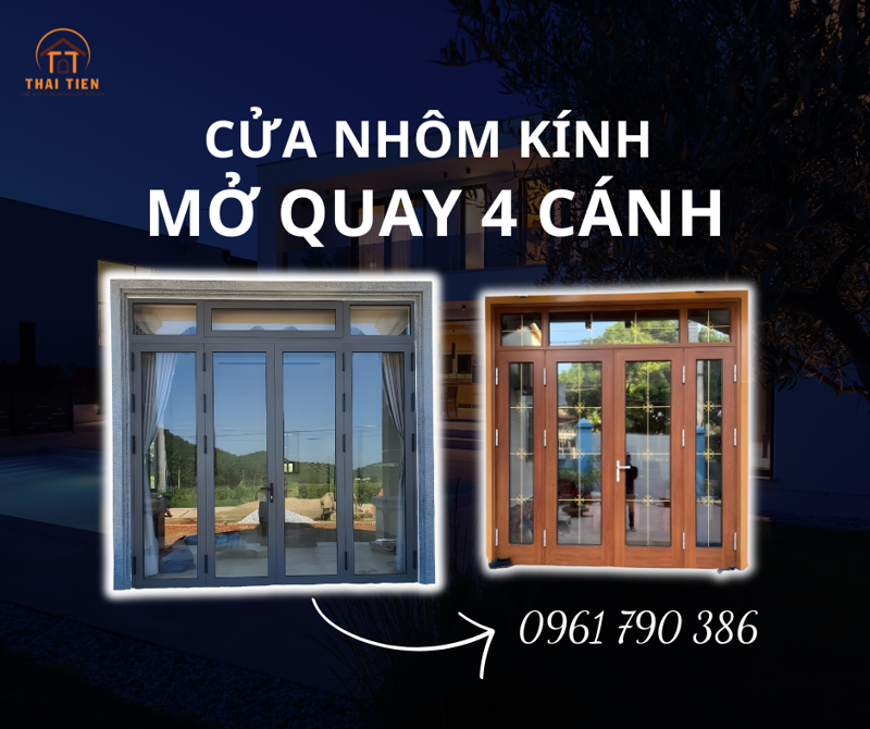 Cửa đi 4 cánh mở quay