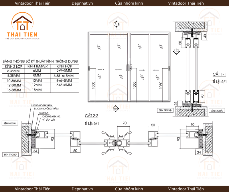Cửa đi xếp trượt 4 cánh