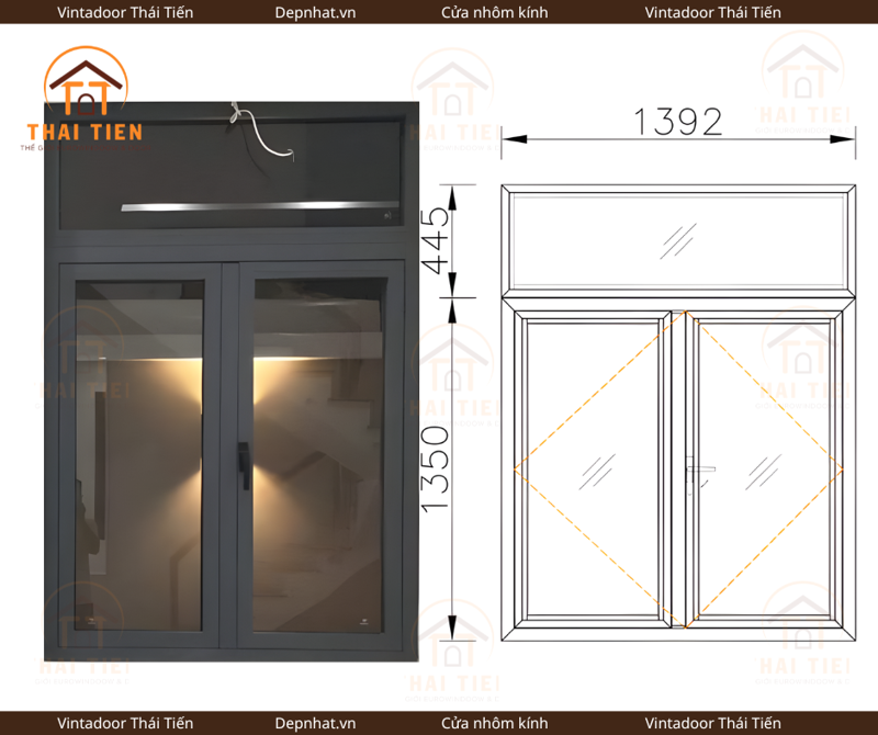 Cửa sổ 2 cánh mở quay