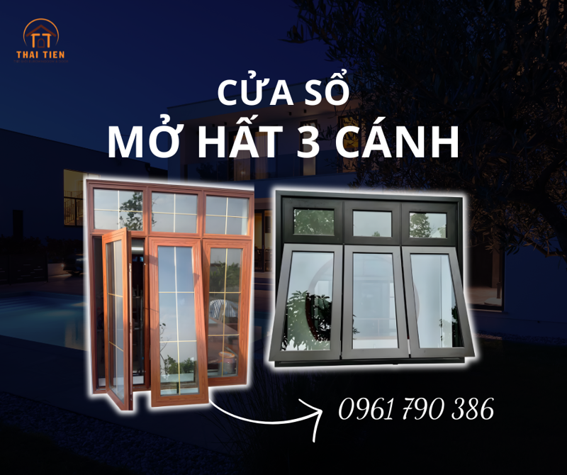 Cửa sổ 3 cánh mở hất