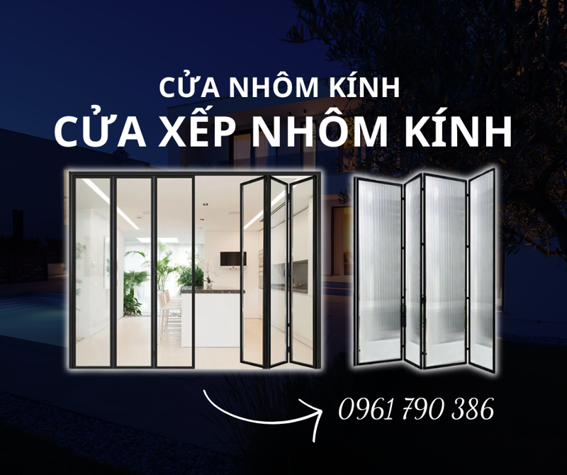 Cửa xếp nhôm kính hiện đại