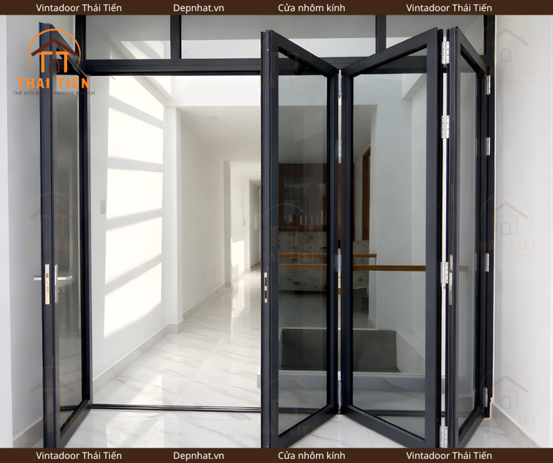 Cửa xếp nhôm kính hiện đại