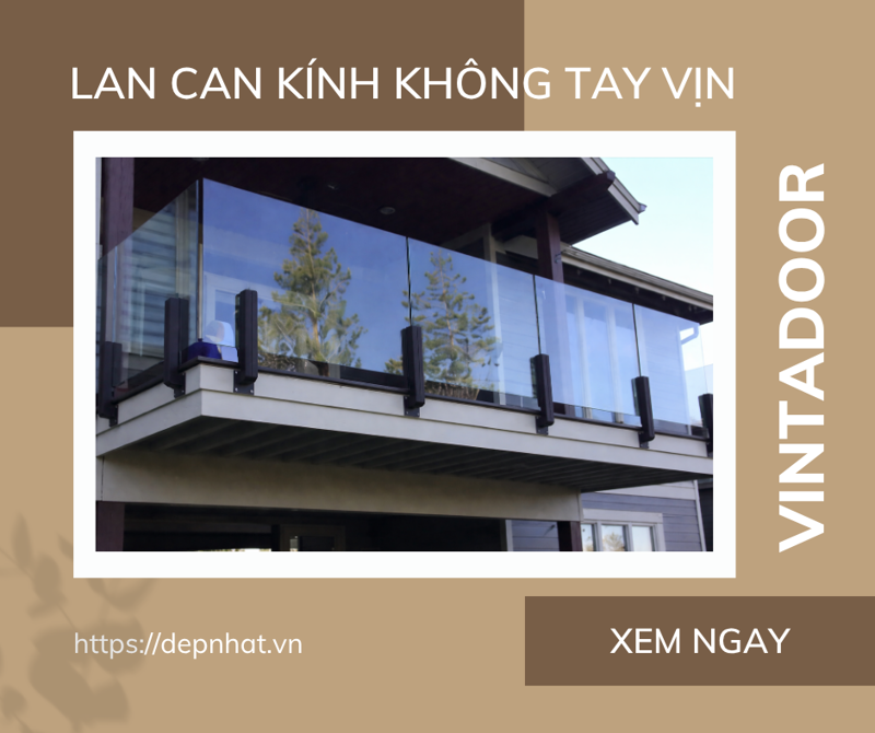 Lan can kính không tay vịn
