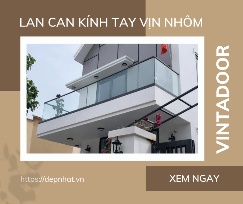 Lan can kính tay vịn nhôm