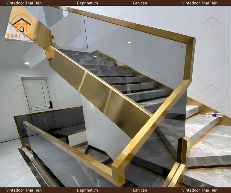 Lan can kính tay vịn nhôm