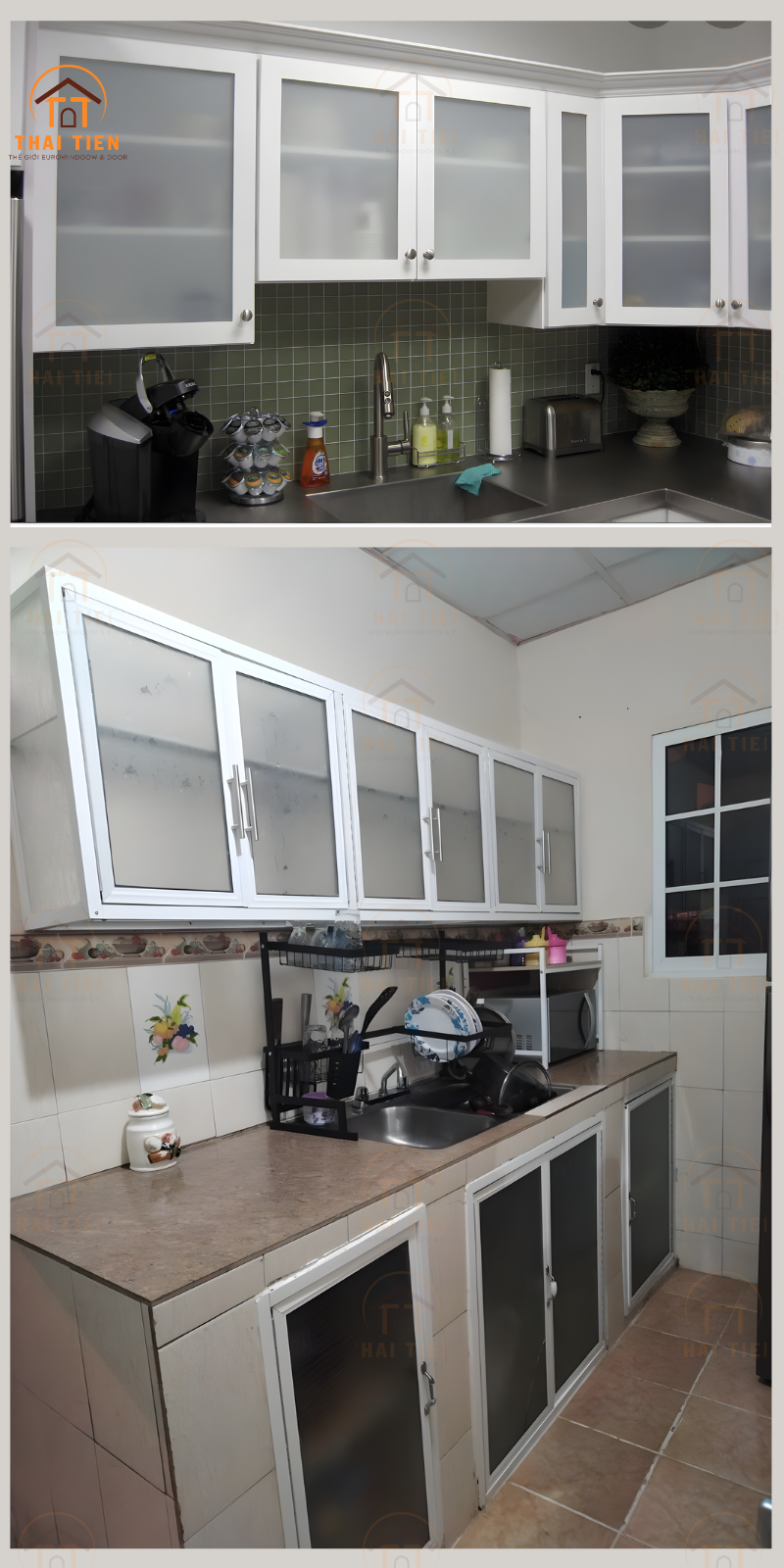 Khung nhôm bếp cánh kính cường lực