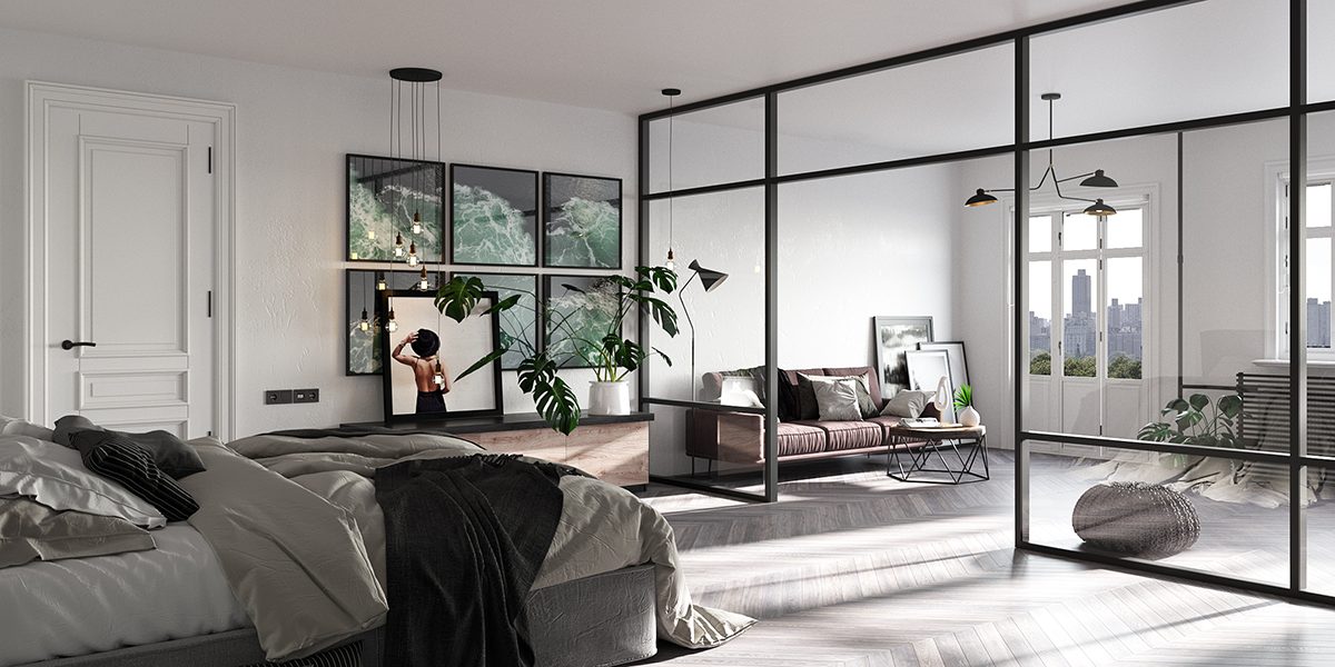 Vách kính phòng ngủ