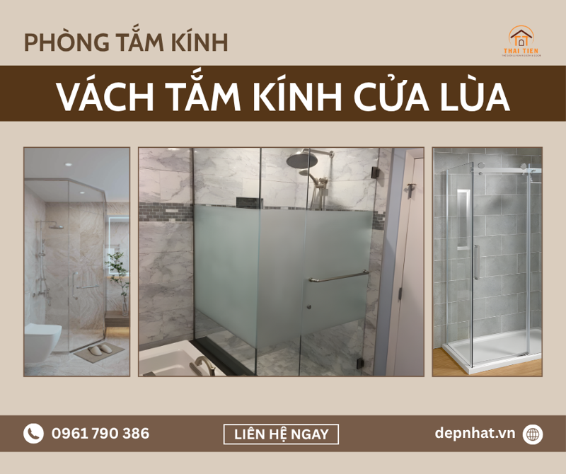 Vách tắm kính cửa lùa