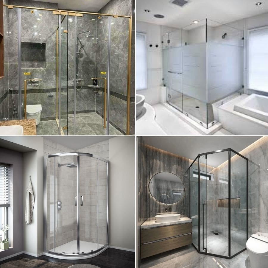 Vách tắm kính cửa mở quay