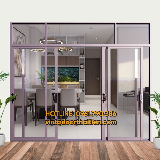 Cửa đi mở trượt 4 cánh nhôm xingfa