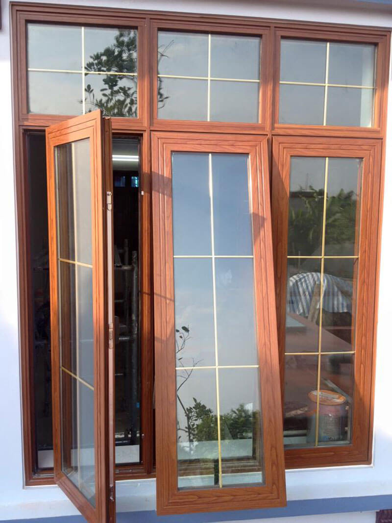 CỬA SỔ NHÔM KÍNH GIẢ GỖ