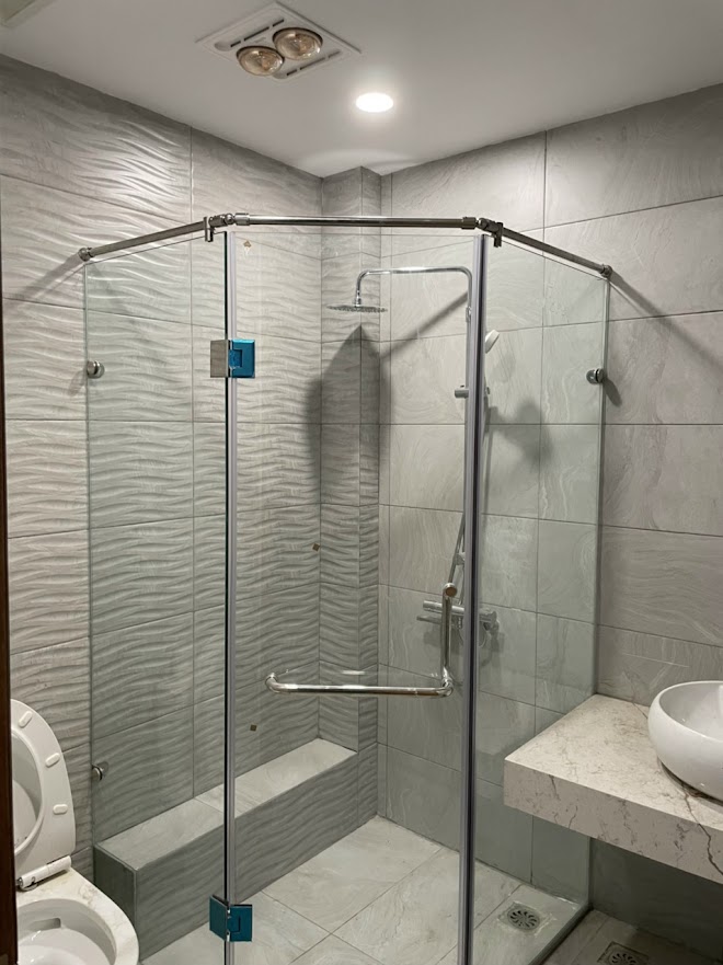 CABIN TẮM NHÔM KÍNH CHỮ L - Ảnh 2